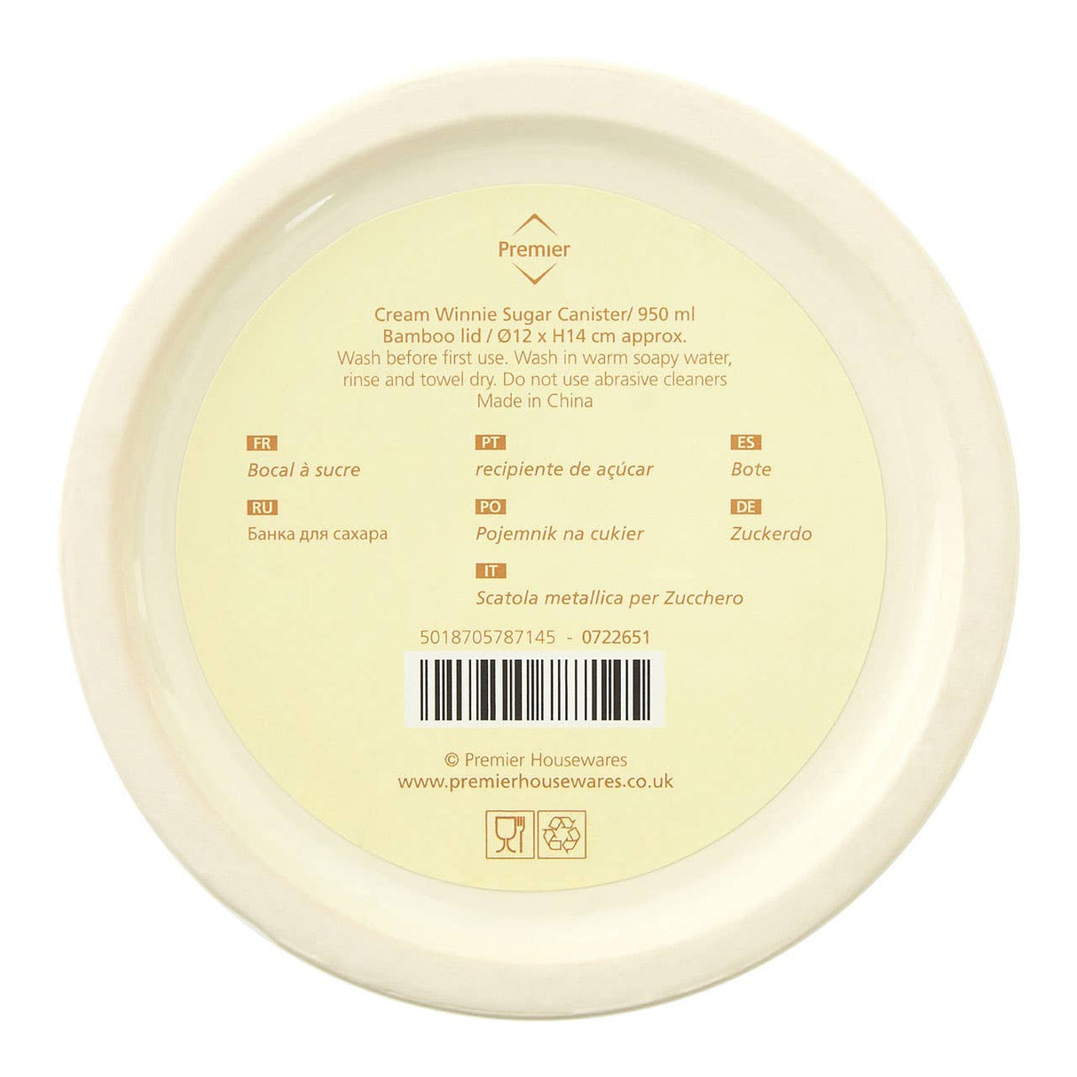 Winnie Cream Dolomite Sugar Canister