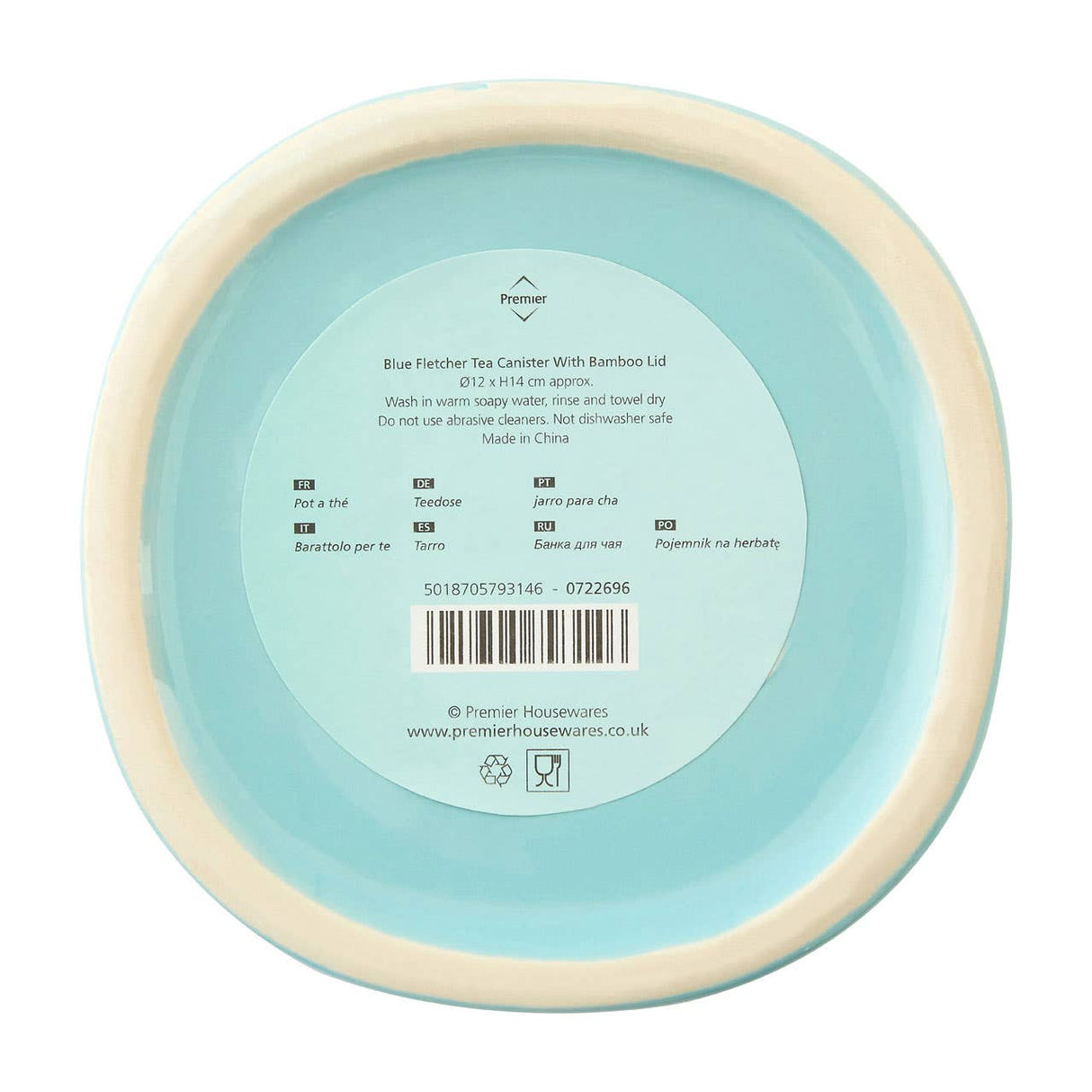 Fletcher Blue Ceramic Tea Canister