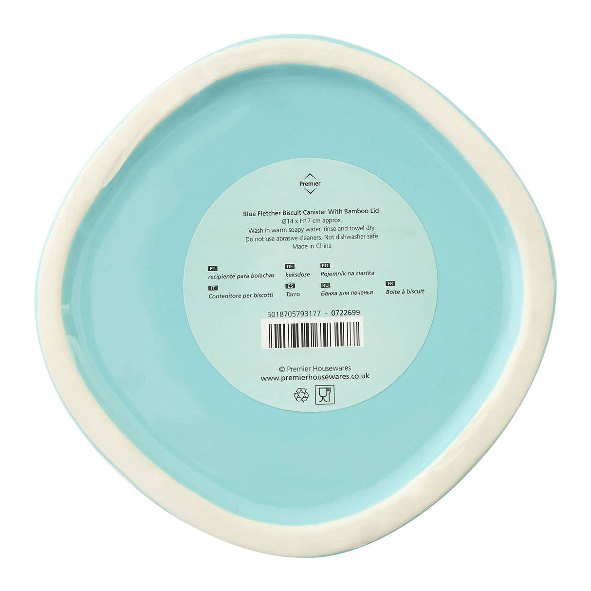 Fletcher Blue Ceramic Biscuit Canister
