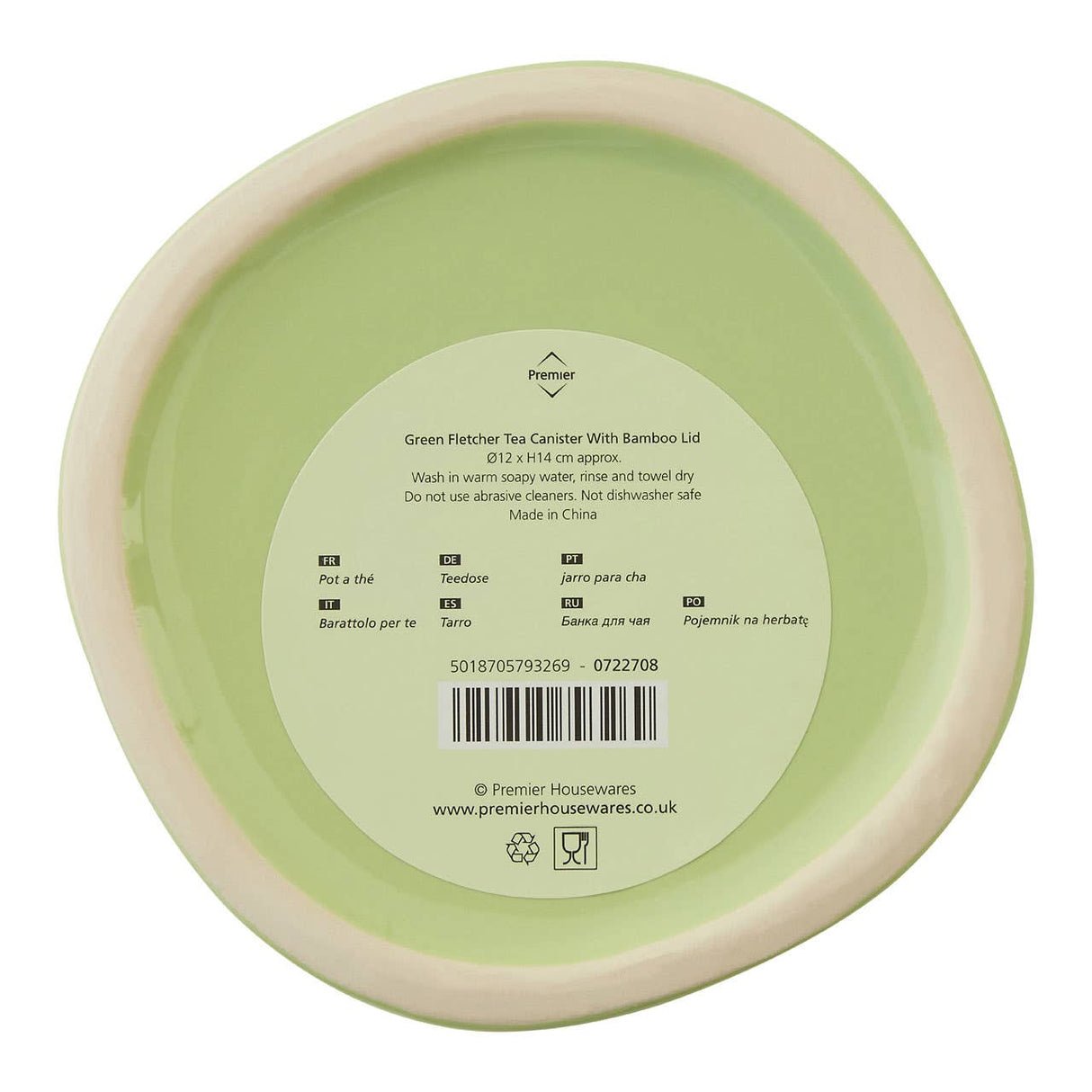Fletcher Green Ceramic Tea Canister