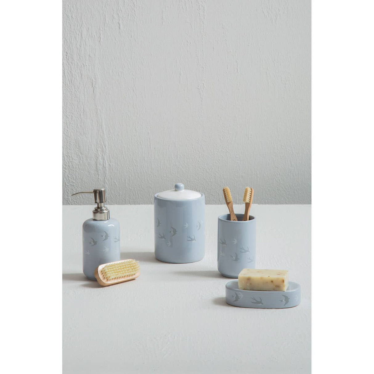 Light Blue And Cream Swift Storage Jar