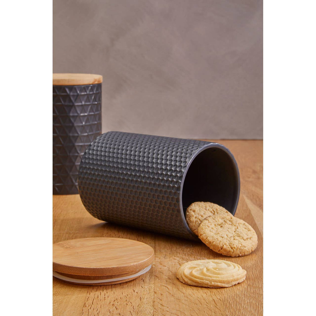 Geome Dolomite and Matt Black Hex Canister