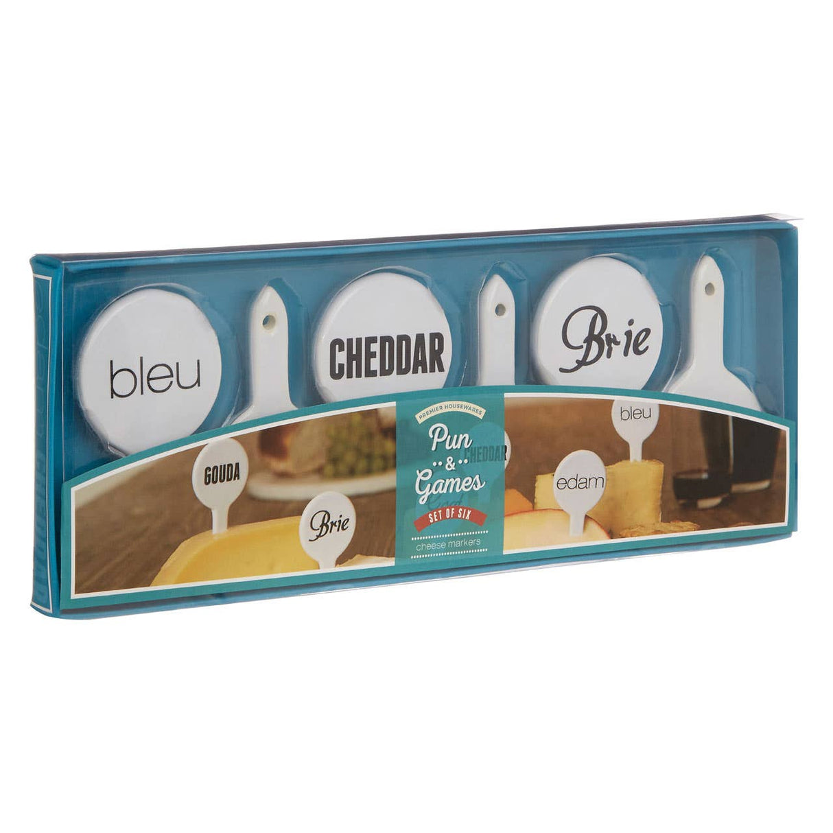 Set Of Six Pun And Games Cheese Markers