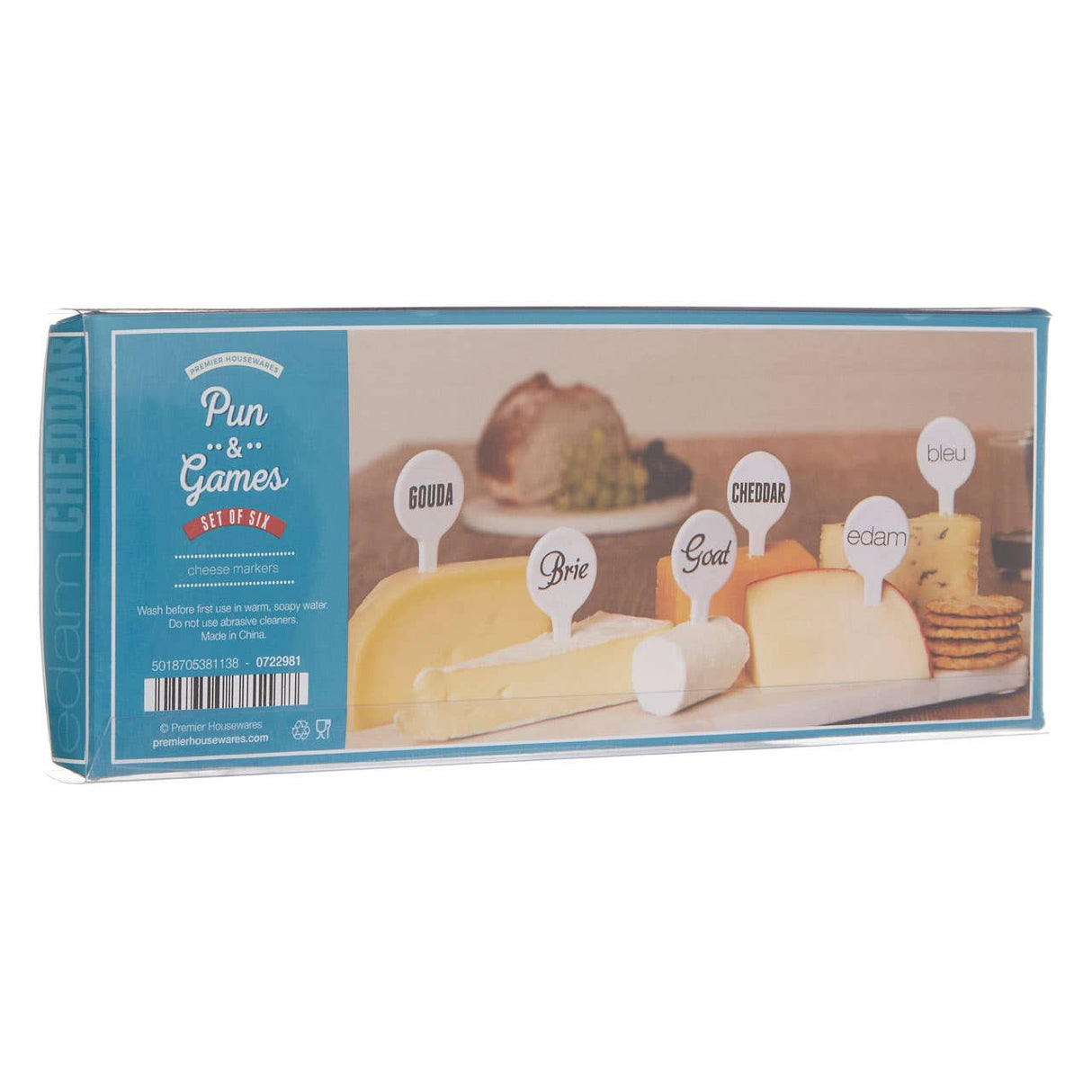 Set Of Six Pun And Games Cheese Markers