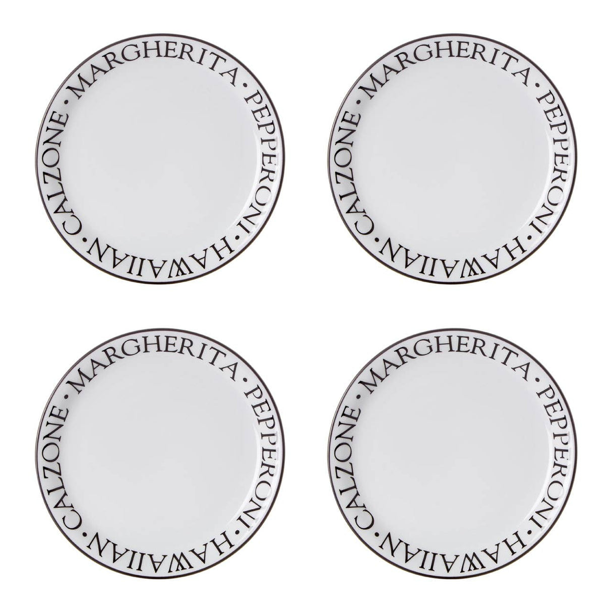 Set Of Four Noir Pizza Plates