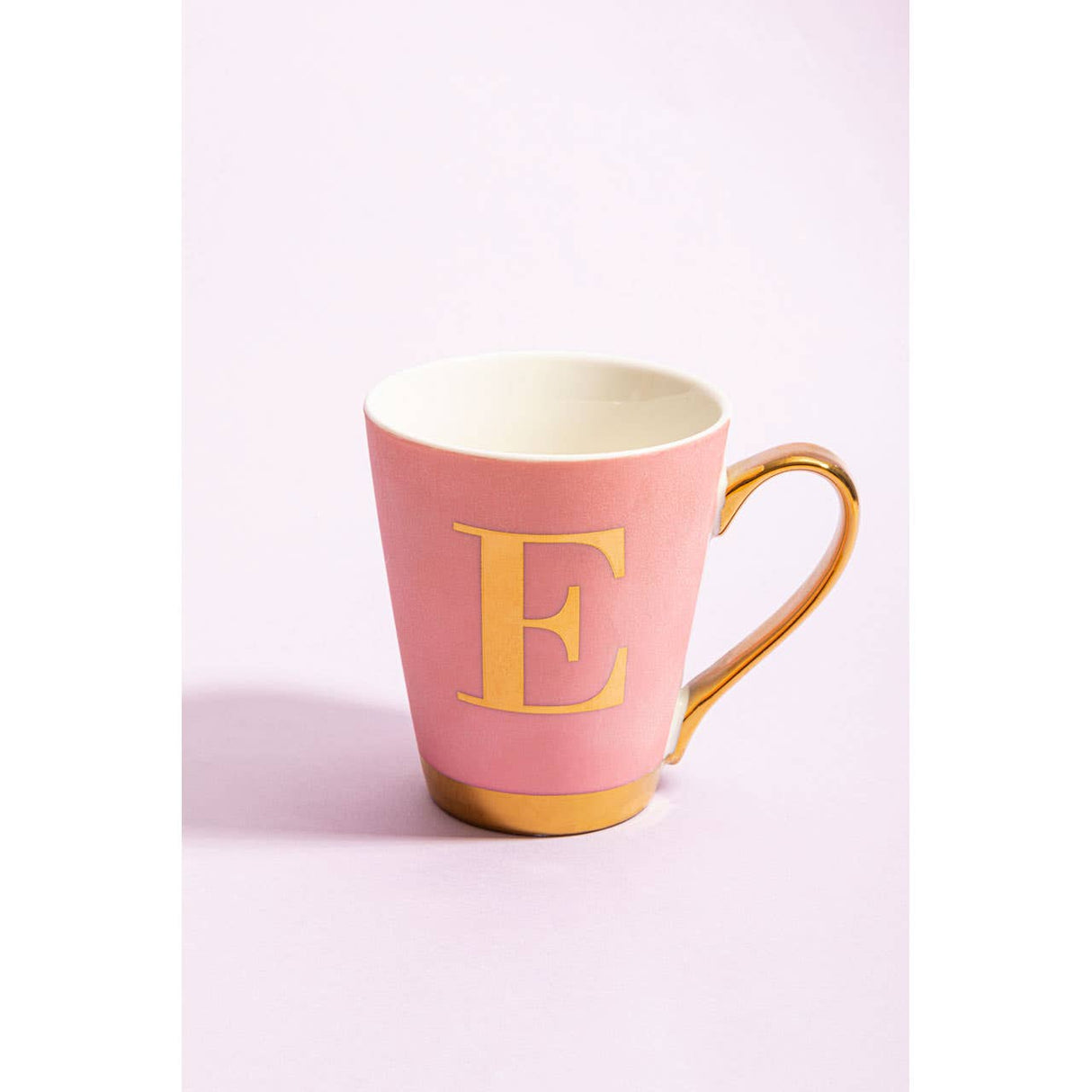 Mimo Pink Frosted Deco E Letter Monogram Mug