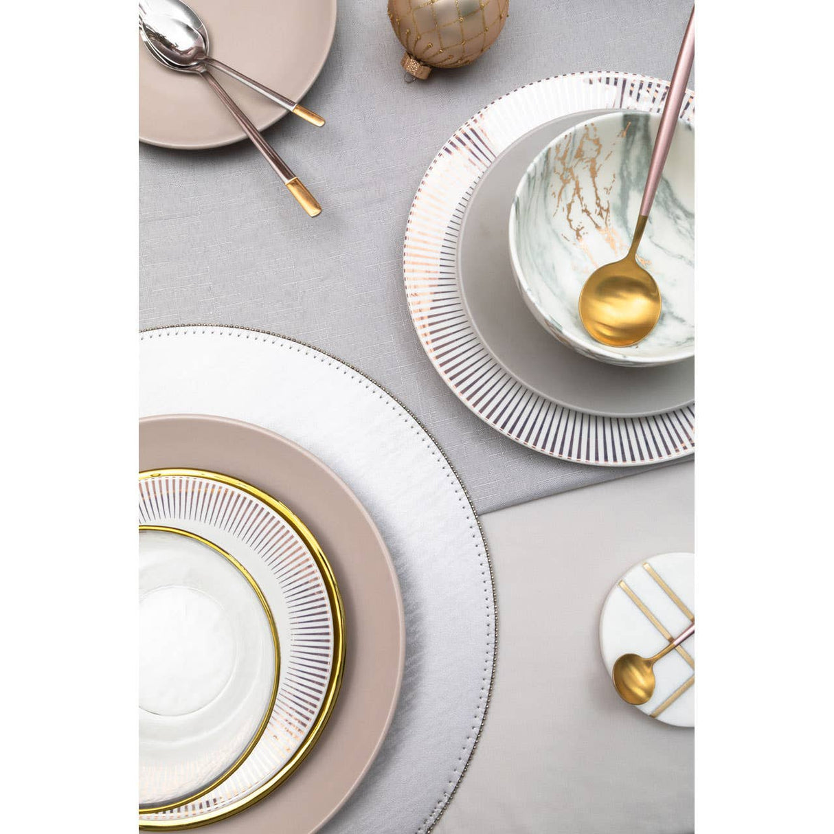 Twelve Piece Grey Stoneware Dinner Set