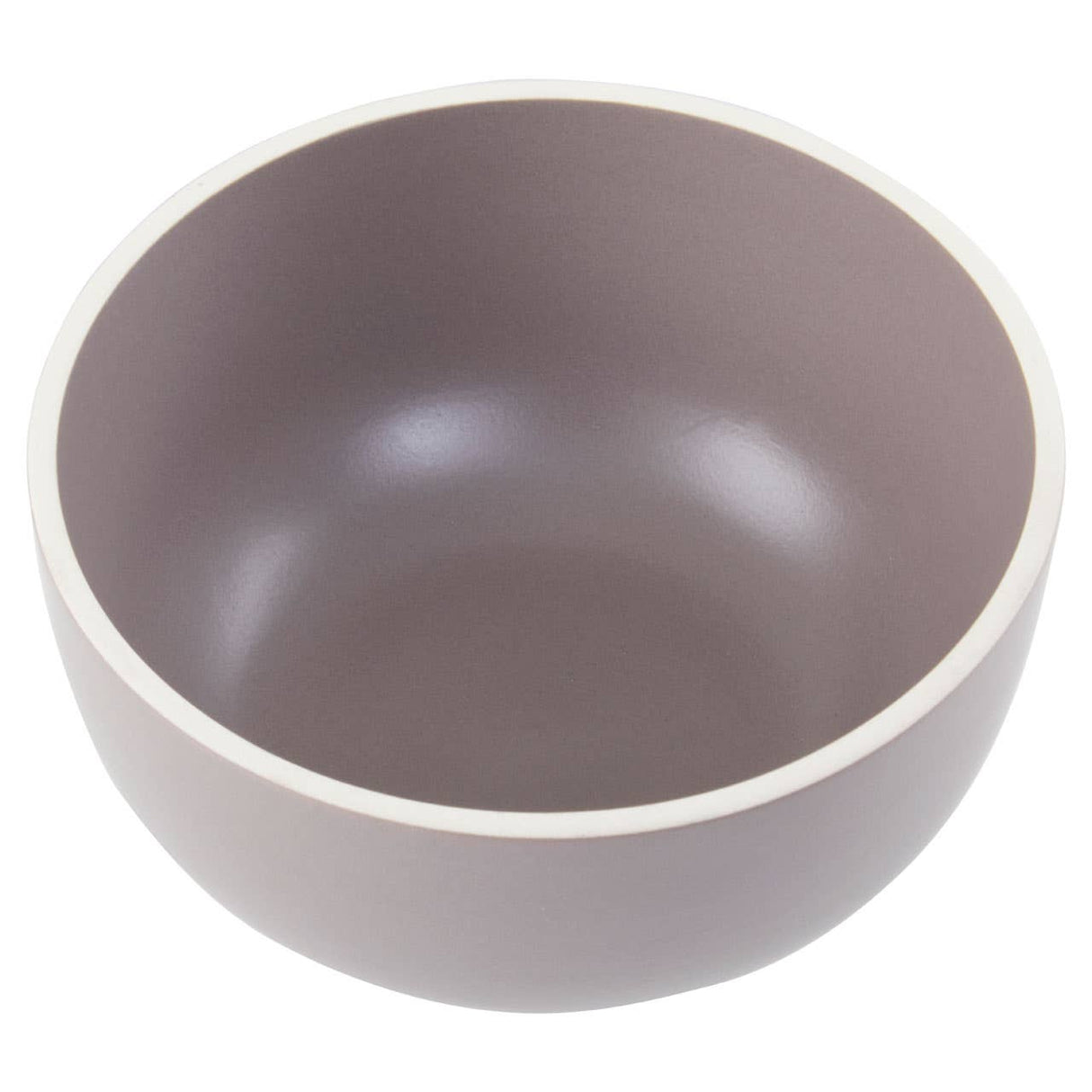 Twelve Piece Brown Stoneware Dinner Set With White Rim