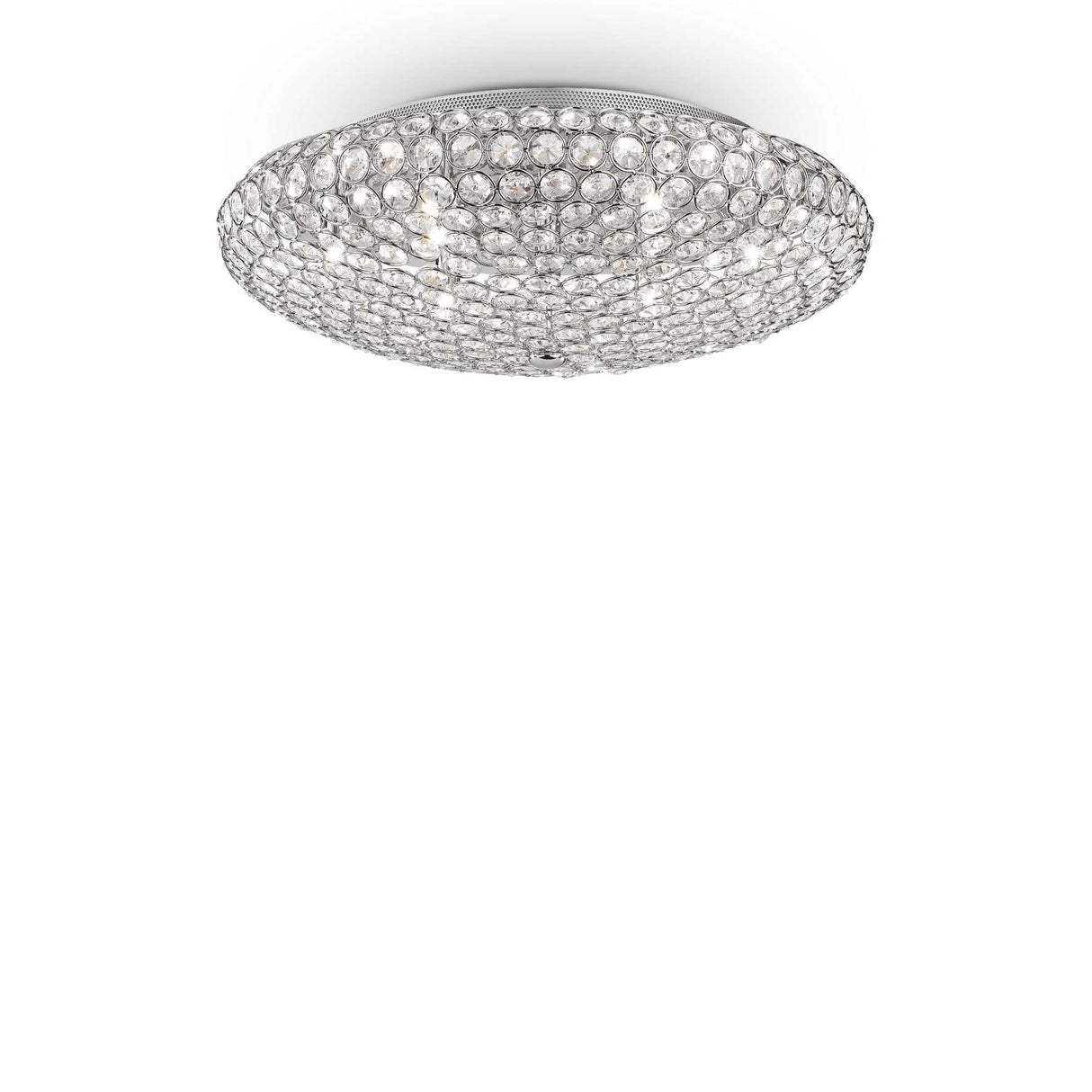 Modern Chrome and Crystal 9-Bulb Ceiling Fixture