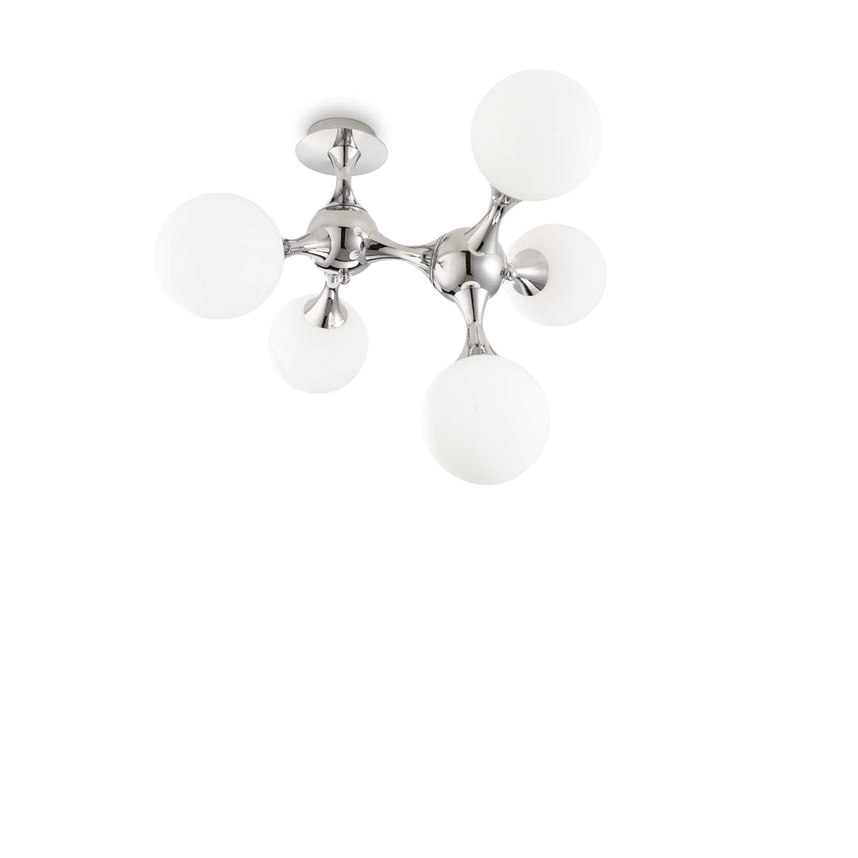 Nodi Modern 5-Light White Globe Semi-Flush Ceiling Fixture