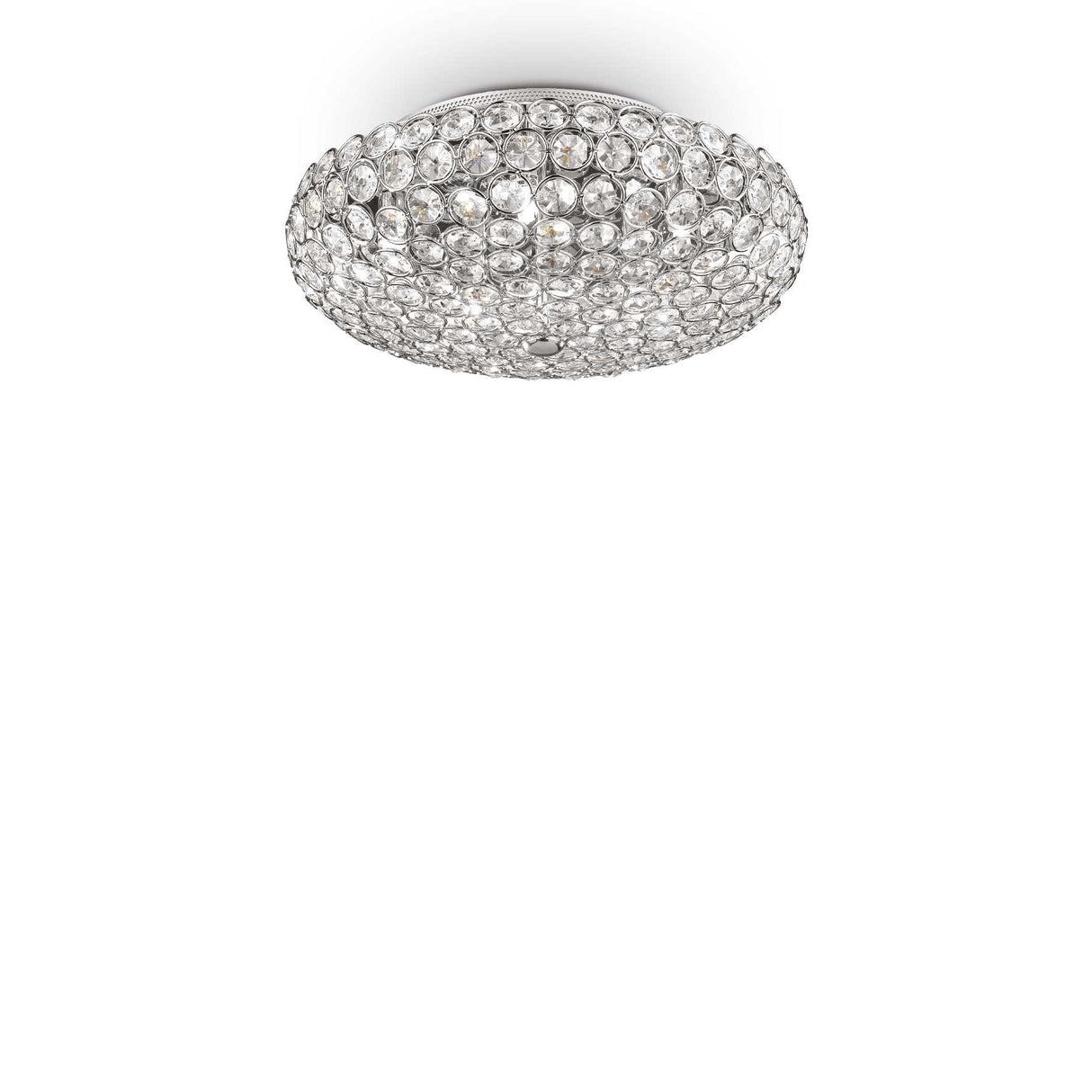 Contemporary Chrome & Crystal 5-Bulb Ceiling Light Fixture