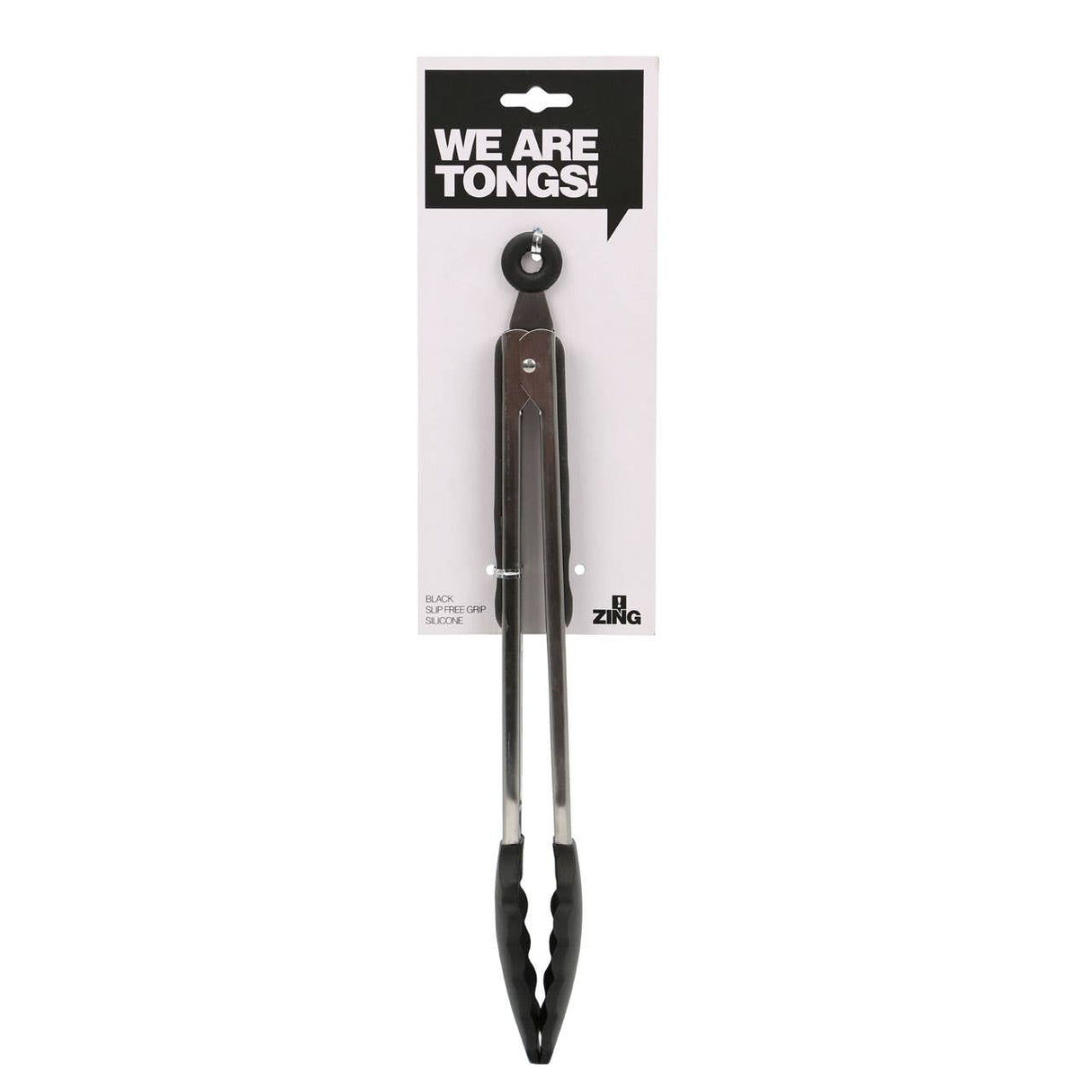 Zing Black Silicone And Stainless Steel Tongs