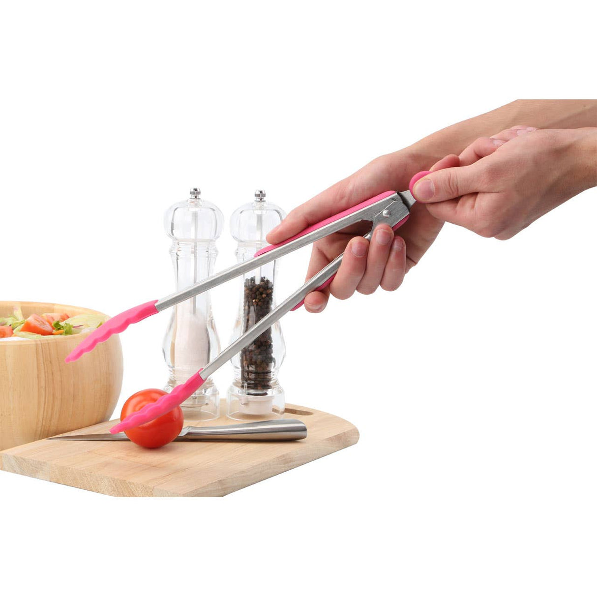 Zing Hot Pink Silicone And Stainless Steel Tongs