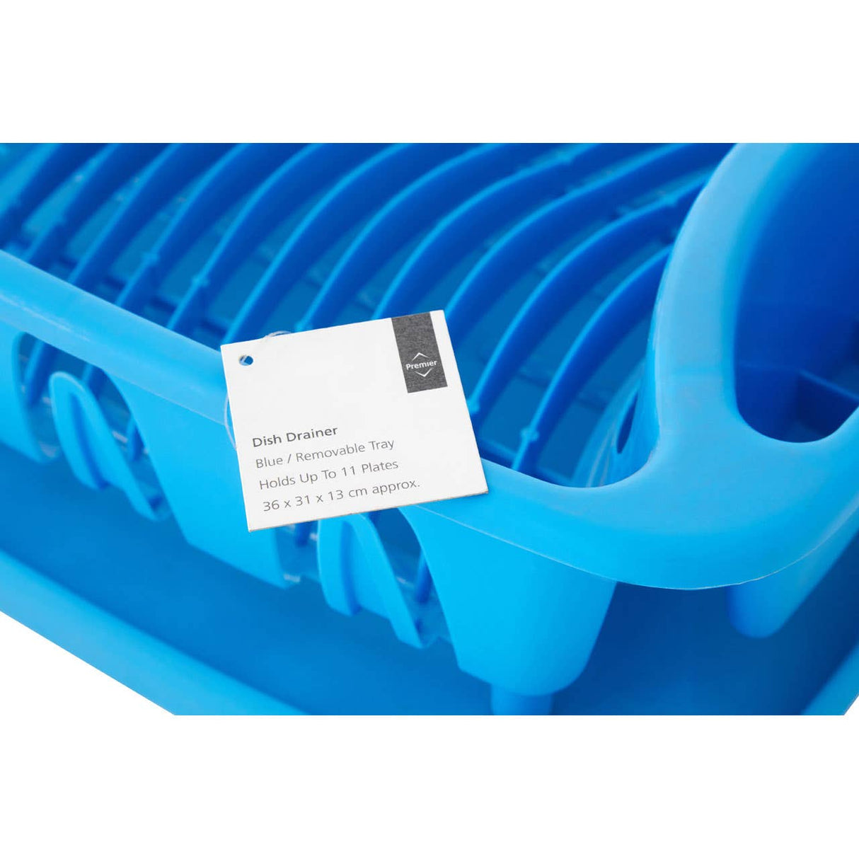 Blue Plastic Dish Drainer with Removable Tray