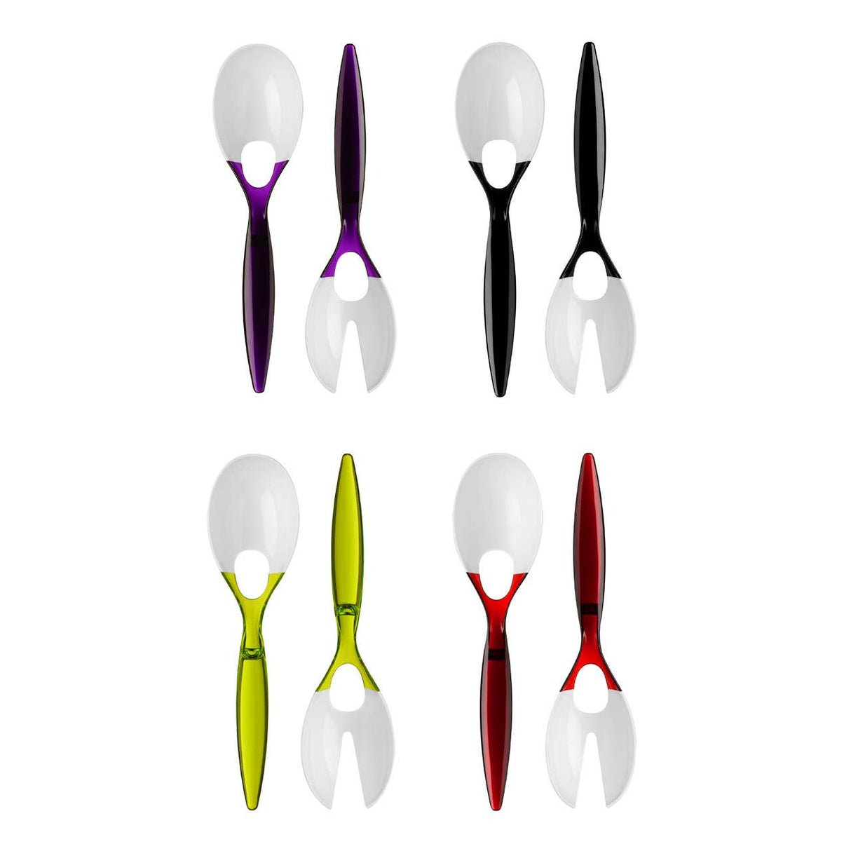 Purple And White Plastic Salad Spoon And Fork