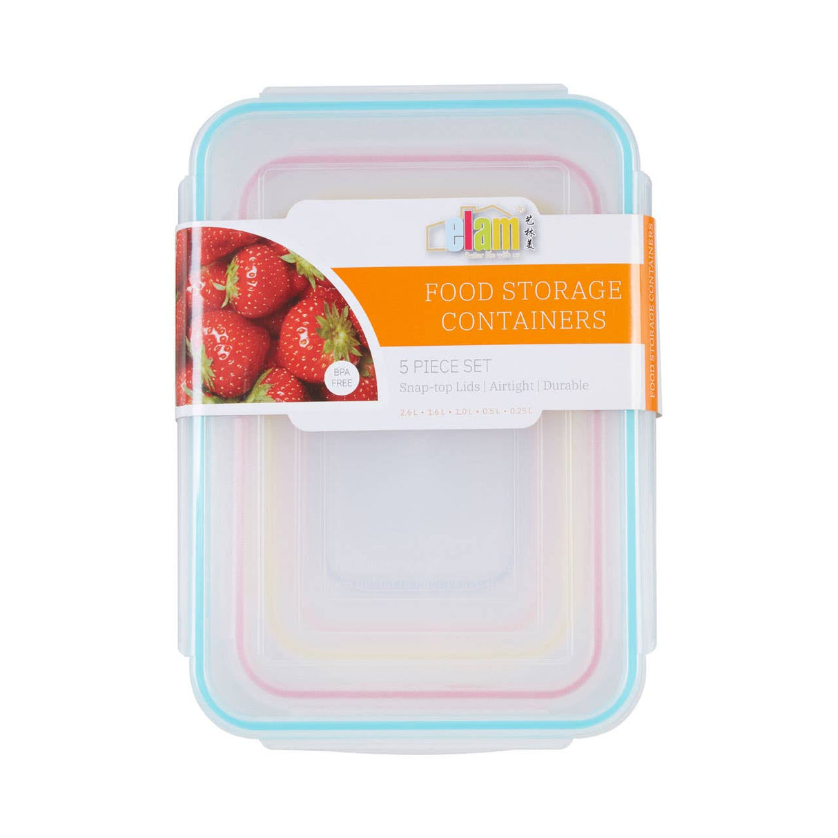 Herrela 5Pc Rectangular Food Containers