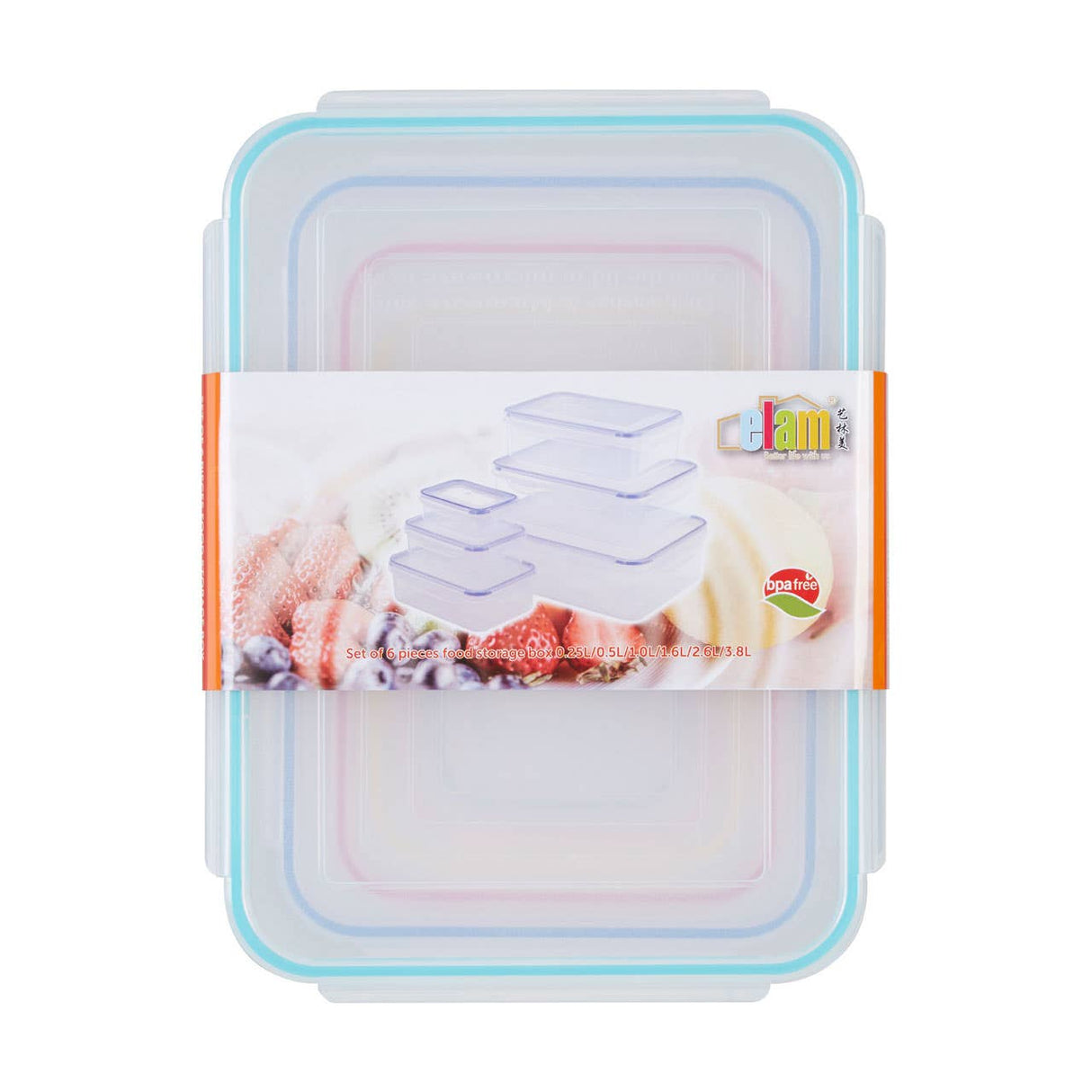 Herrela 6Pc Rectangular Food Containers