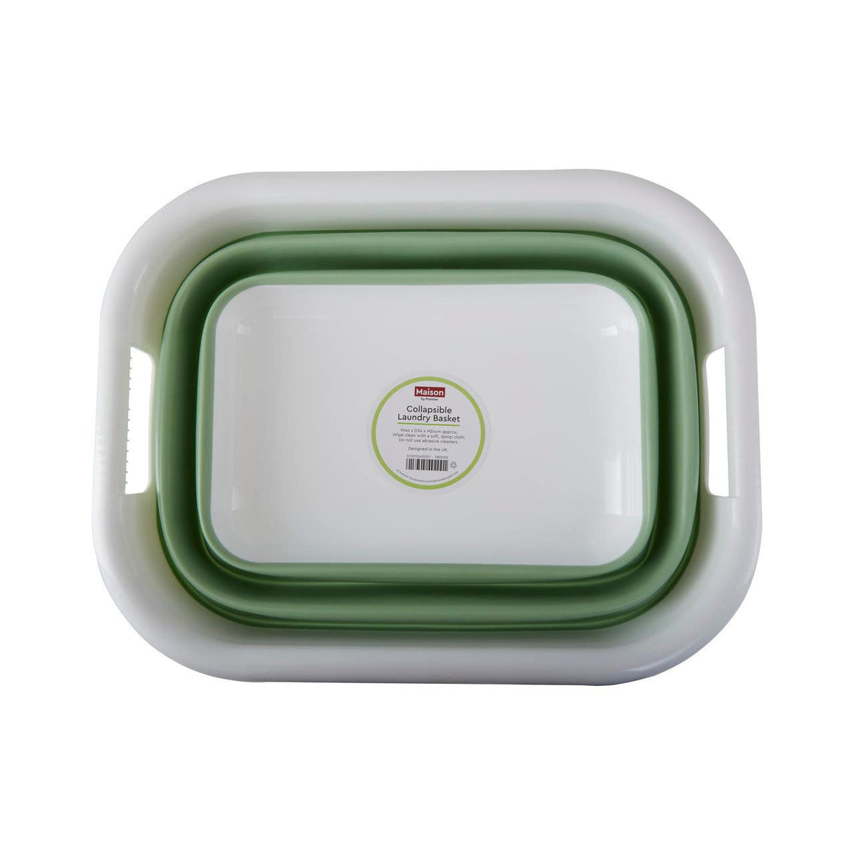 Collapsible Green White Laundry Basket