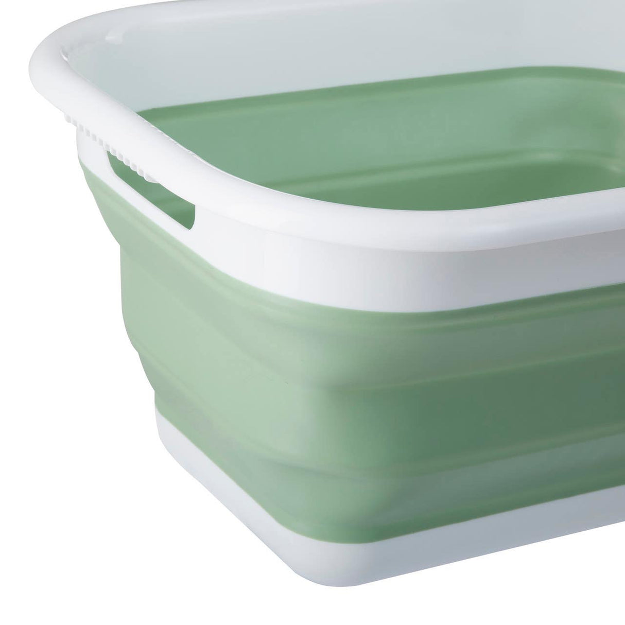 Collapsible Green White Laundry Basket