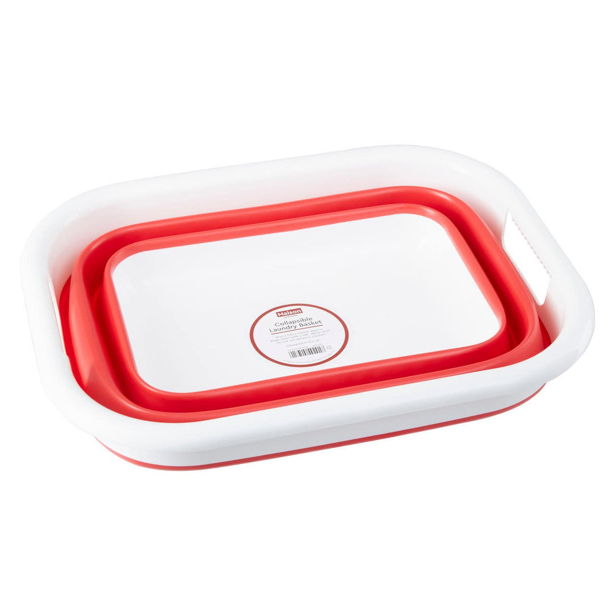 Collapsible Red White Laundry Basket