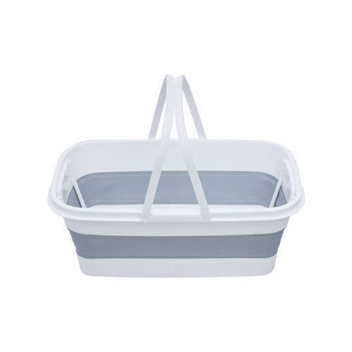Averill White and Grey Collapsible Basket With Handles