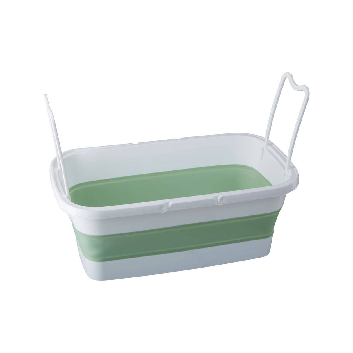 Collapsible Green White Rectangular Basket