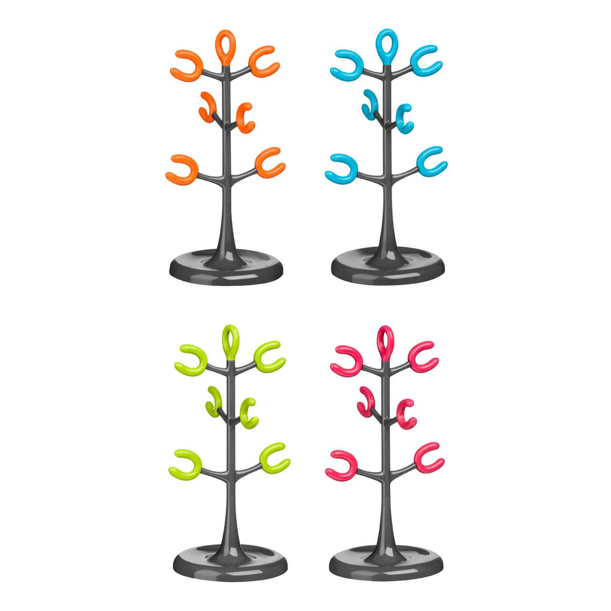 Grey and Hot Pink 6 Cup Mug Tree