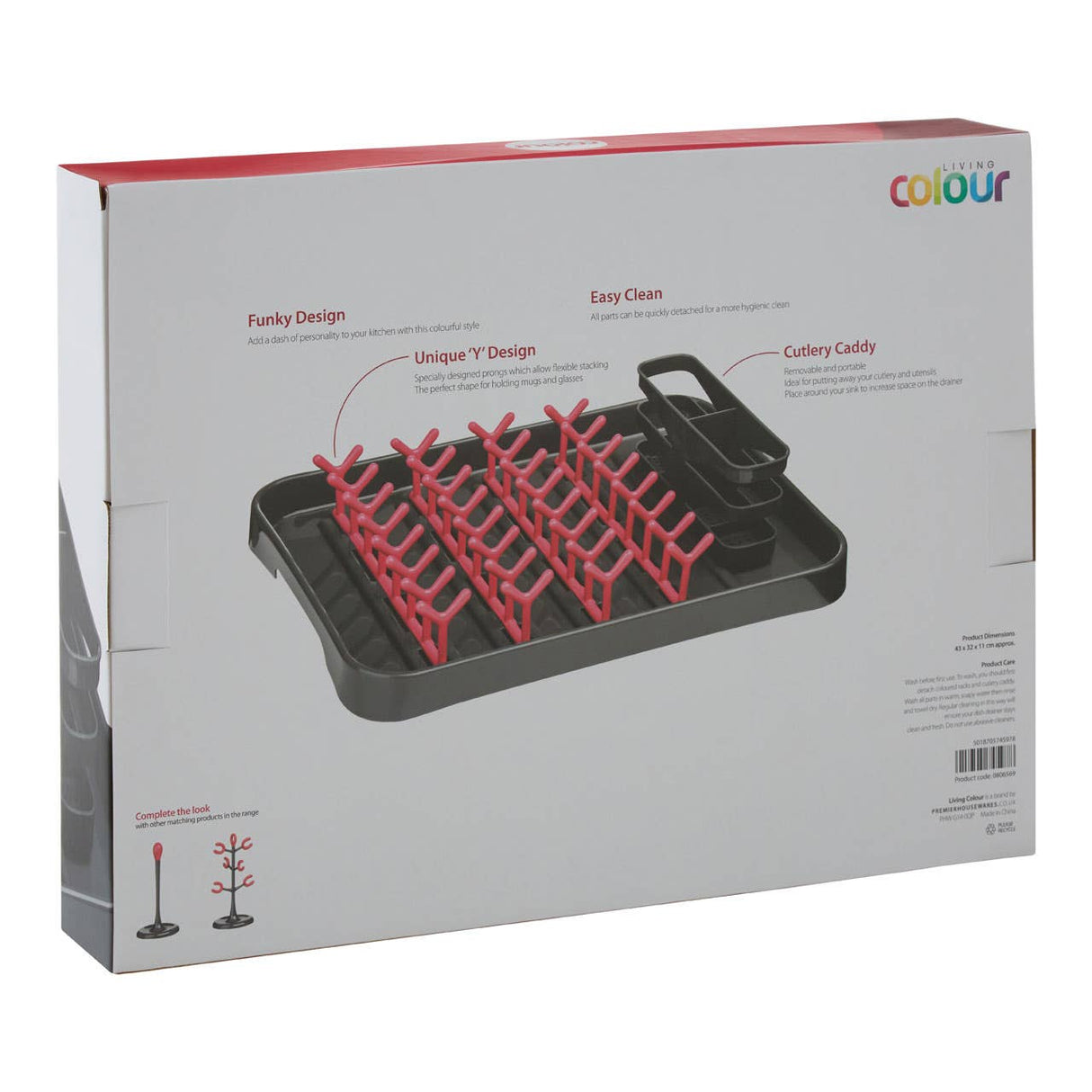 Grey and Hot Pink Dish Drainer