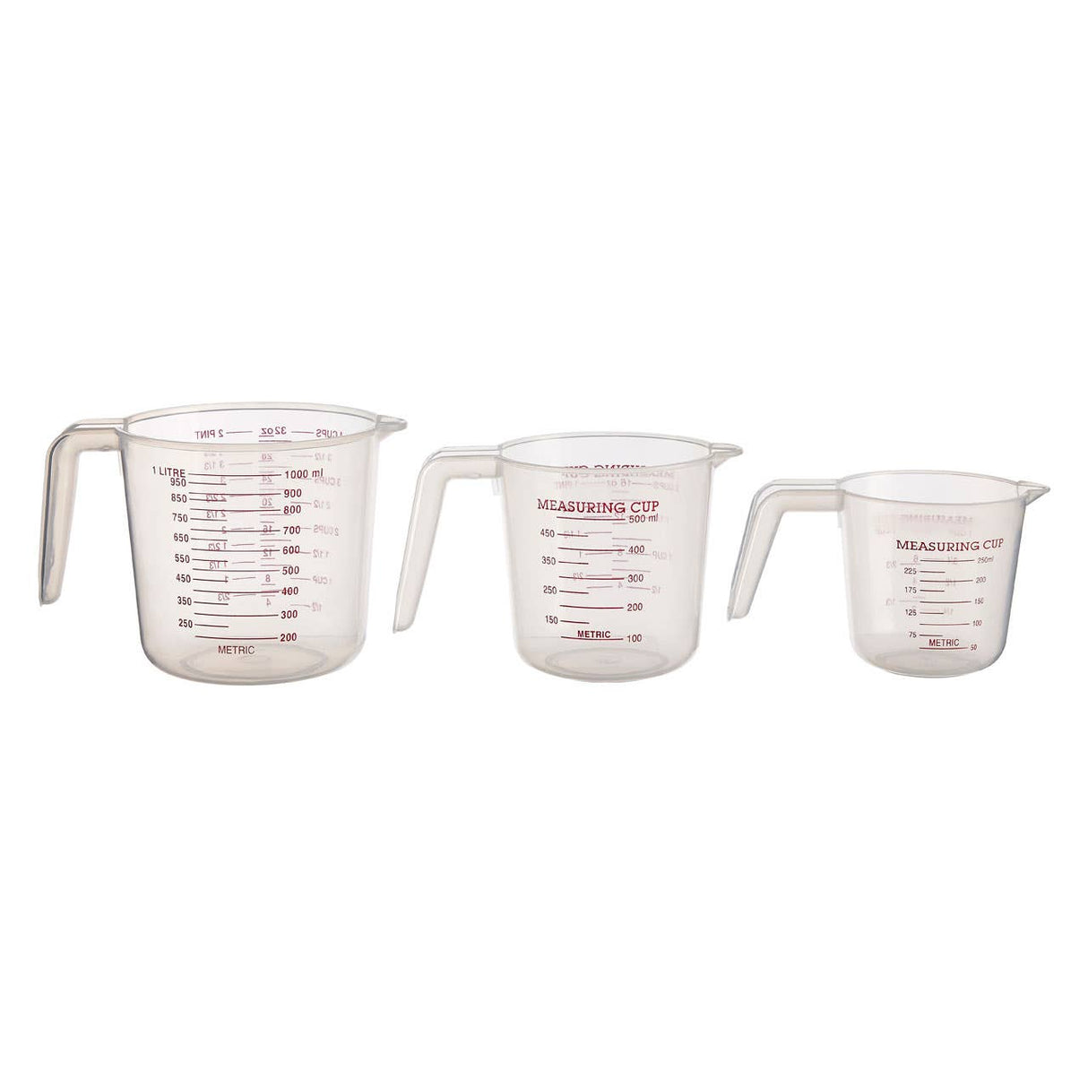 Guluna Set of Three Clear Plastic Measuring Jugs