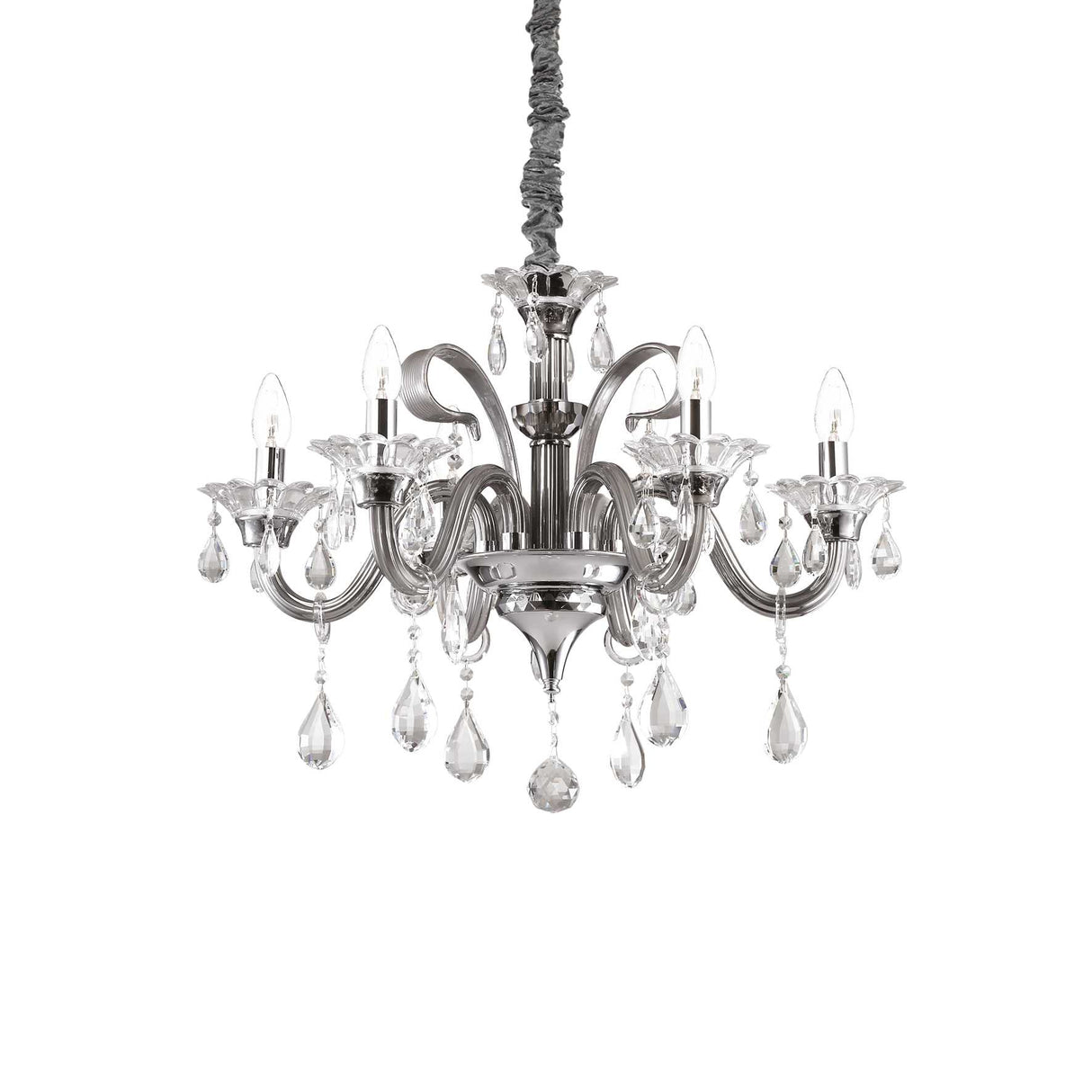 Grandiose Six-Light Chandelier in Elegant Grey