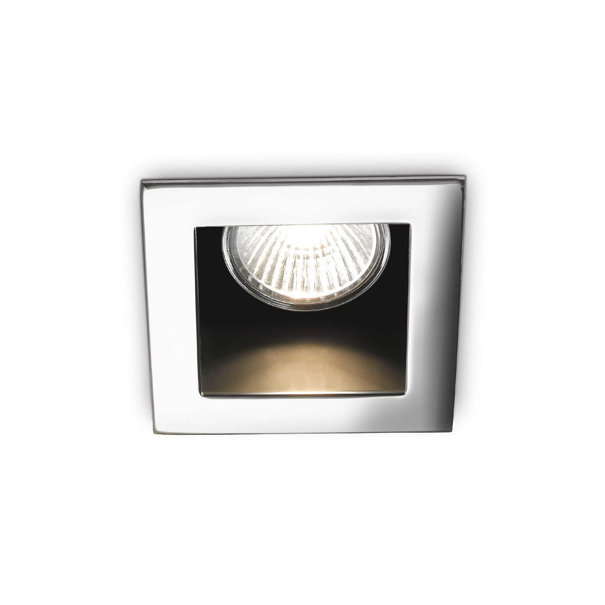 Contemporary Square Chrome Recessed Ceiling Downlight with Offset Bezel, GU10