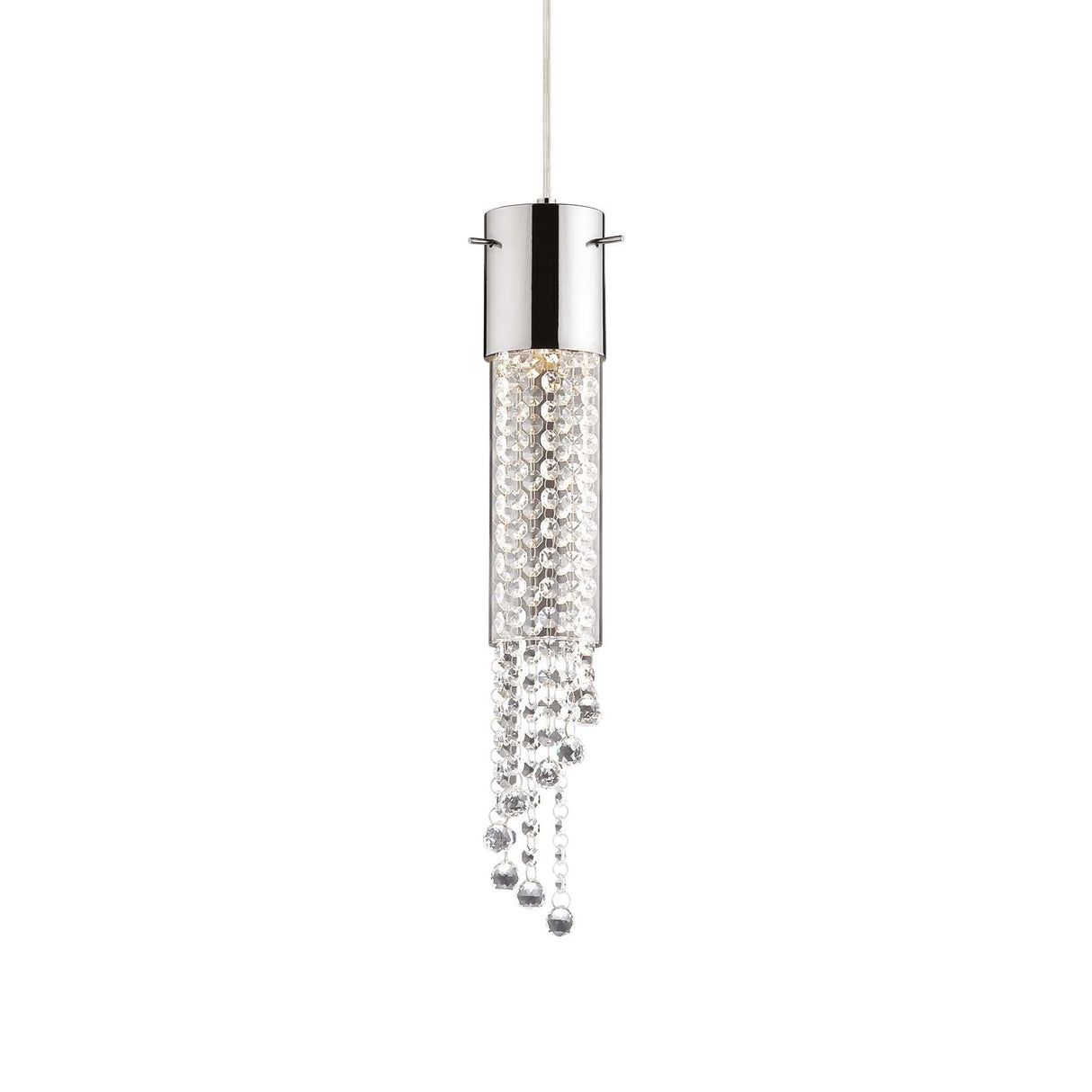 Sleek Gocce Chrome Pendant Light with Elegant Bead Accents