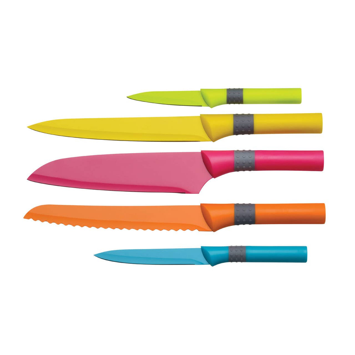 5Pc Knife Set With Rubber Handle