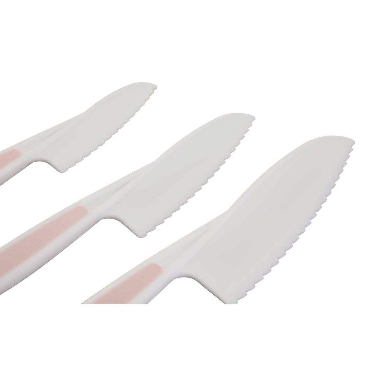 Set Of Three Zing Pastel Pink Knives