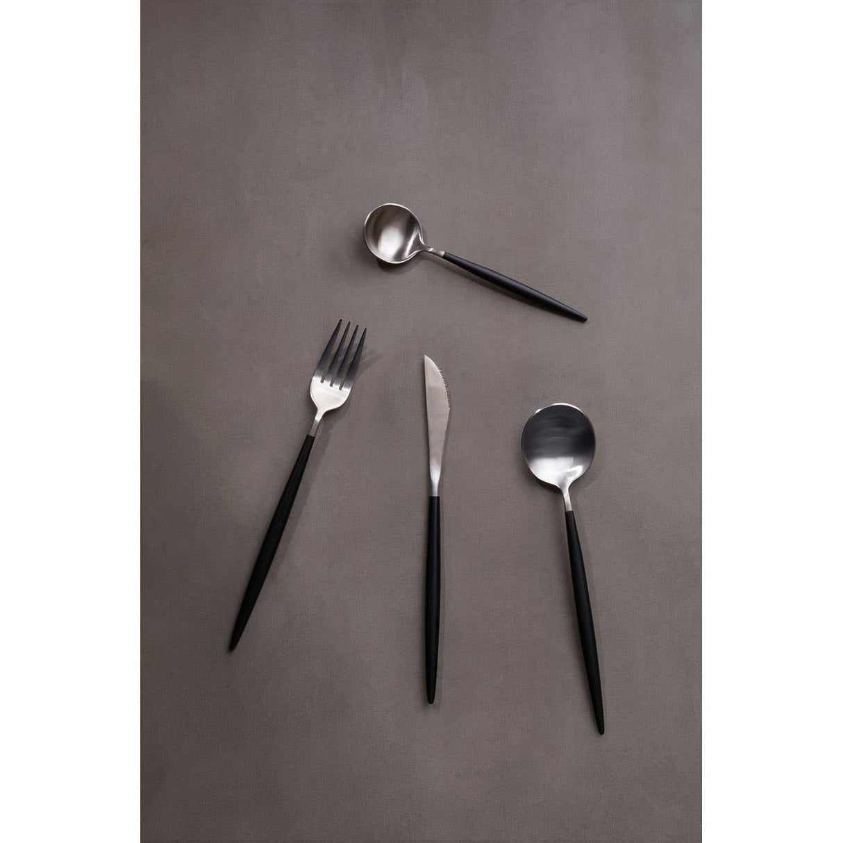 Avie 16Pc Matt Black And Silver Cutlery Set