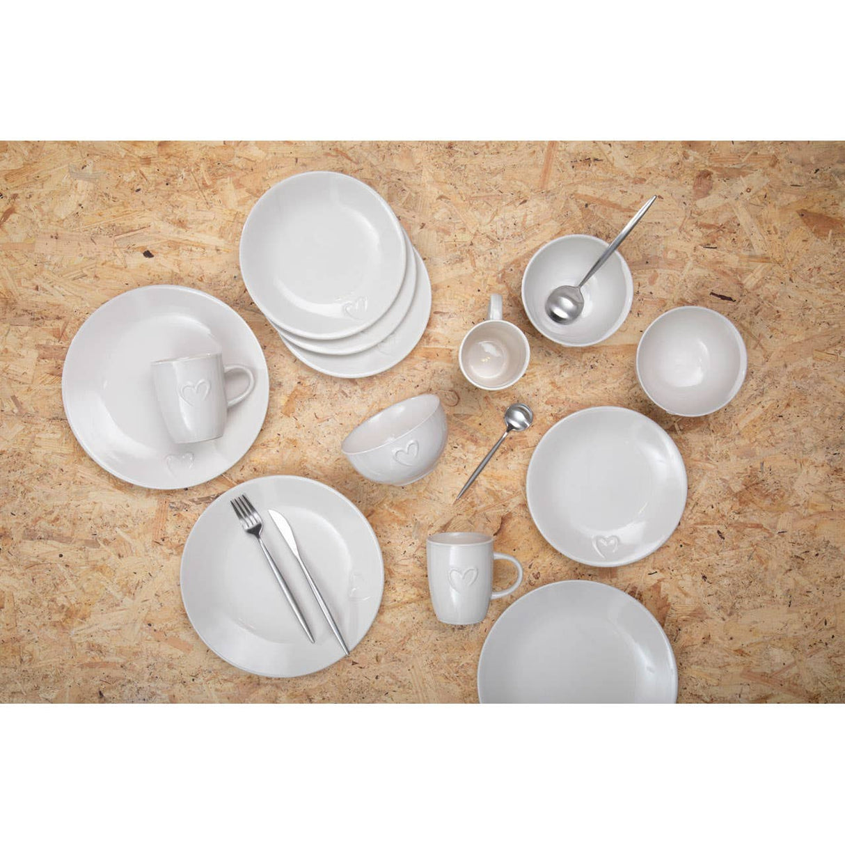 Modern Retro 16 Pc Matte Silver Cutlery Set