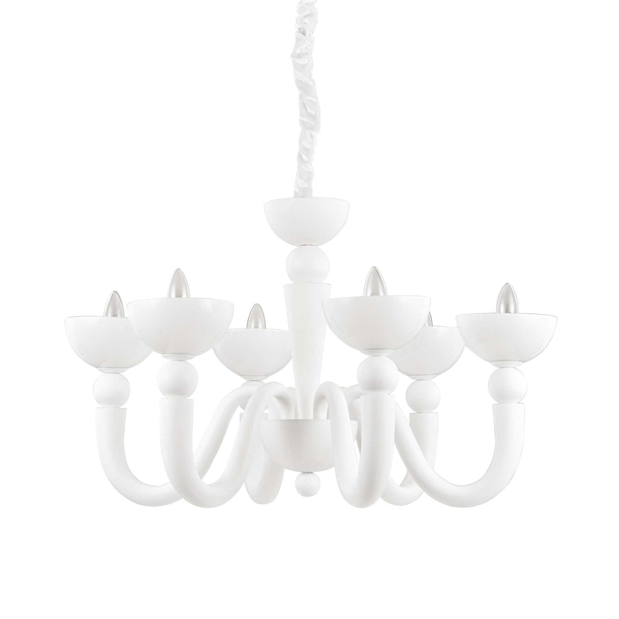 Elegant Bon Bon 6-Light Pendant Chandelier in White