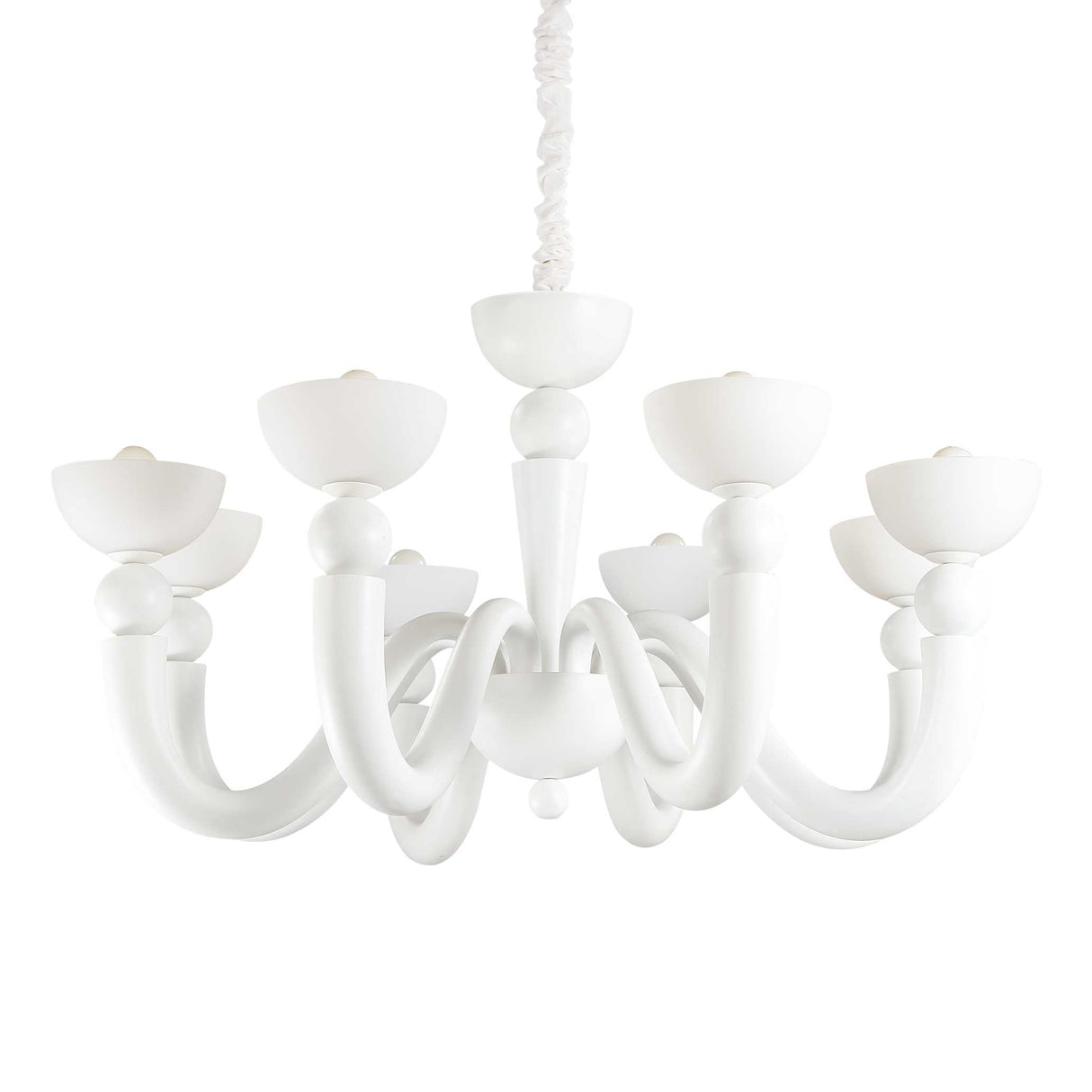 Elegant White Bon Bon 8-Light Pendant Chandelier
