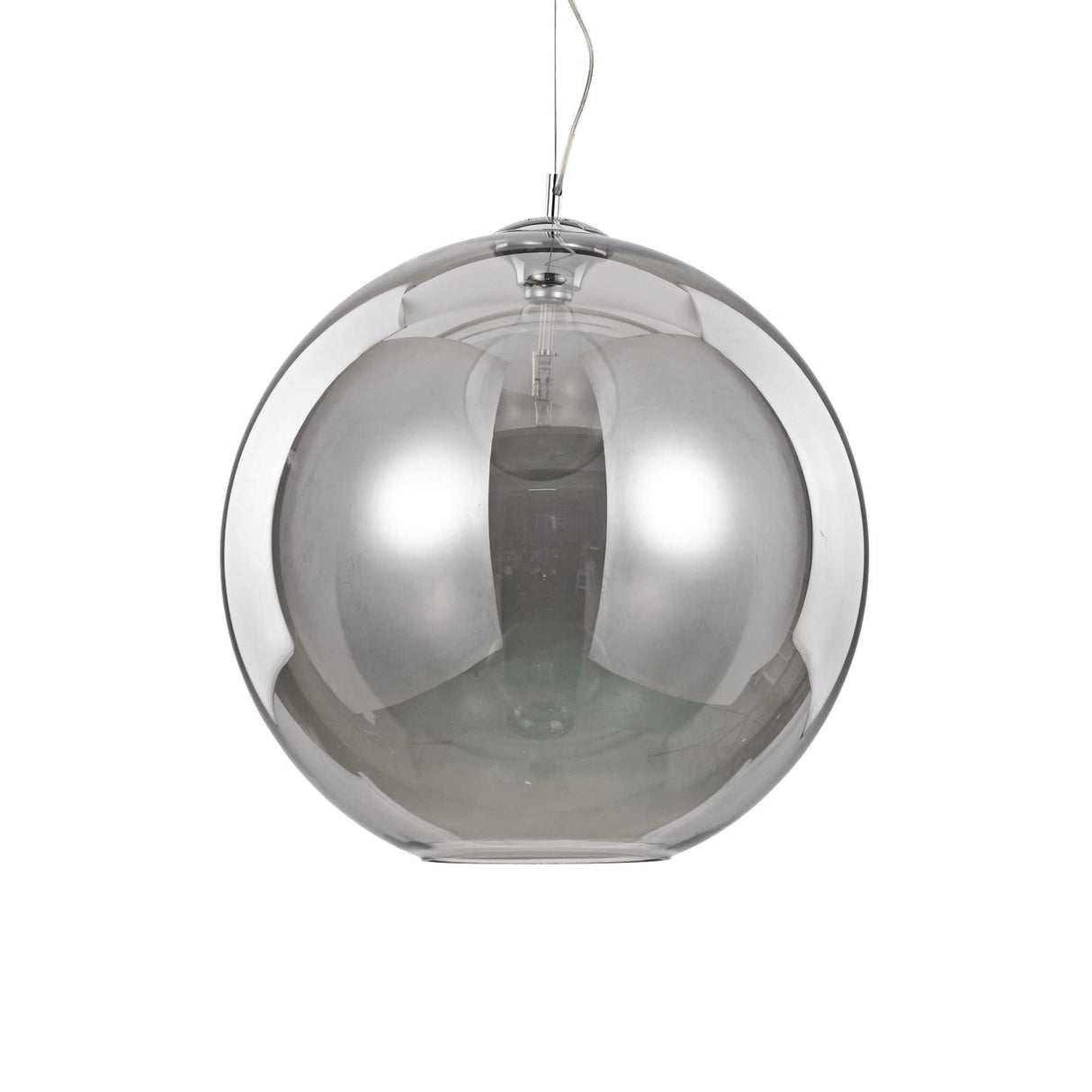 Nemo Smoked Glass Sphere Pendant Light with Chrome Accents (50cm Diameter)
