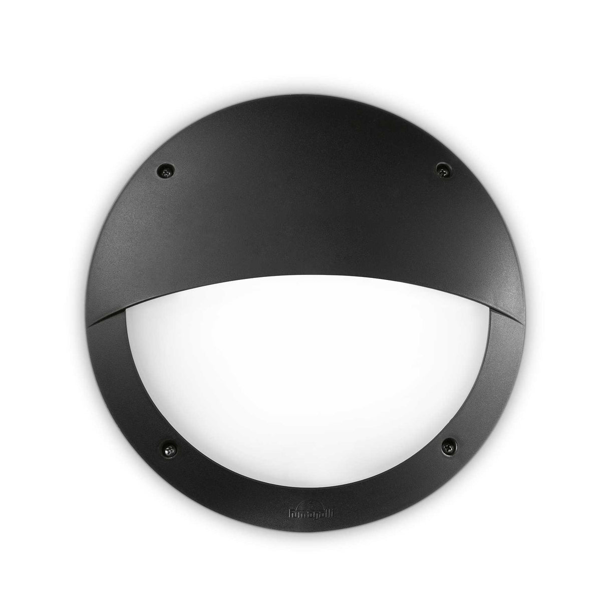 Lucia Round Black Outdoor Eyelid Wall Light with 4 Screws