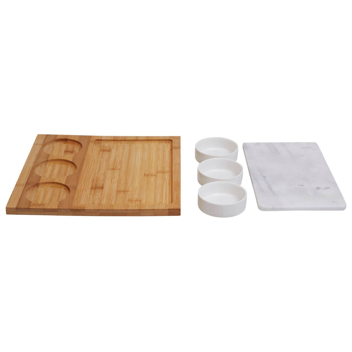 5Pc White Marble And Ceramic Serving Board