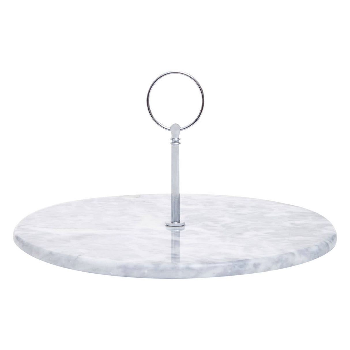 Grey Marble Cake Stand With Silver Handle
