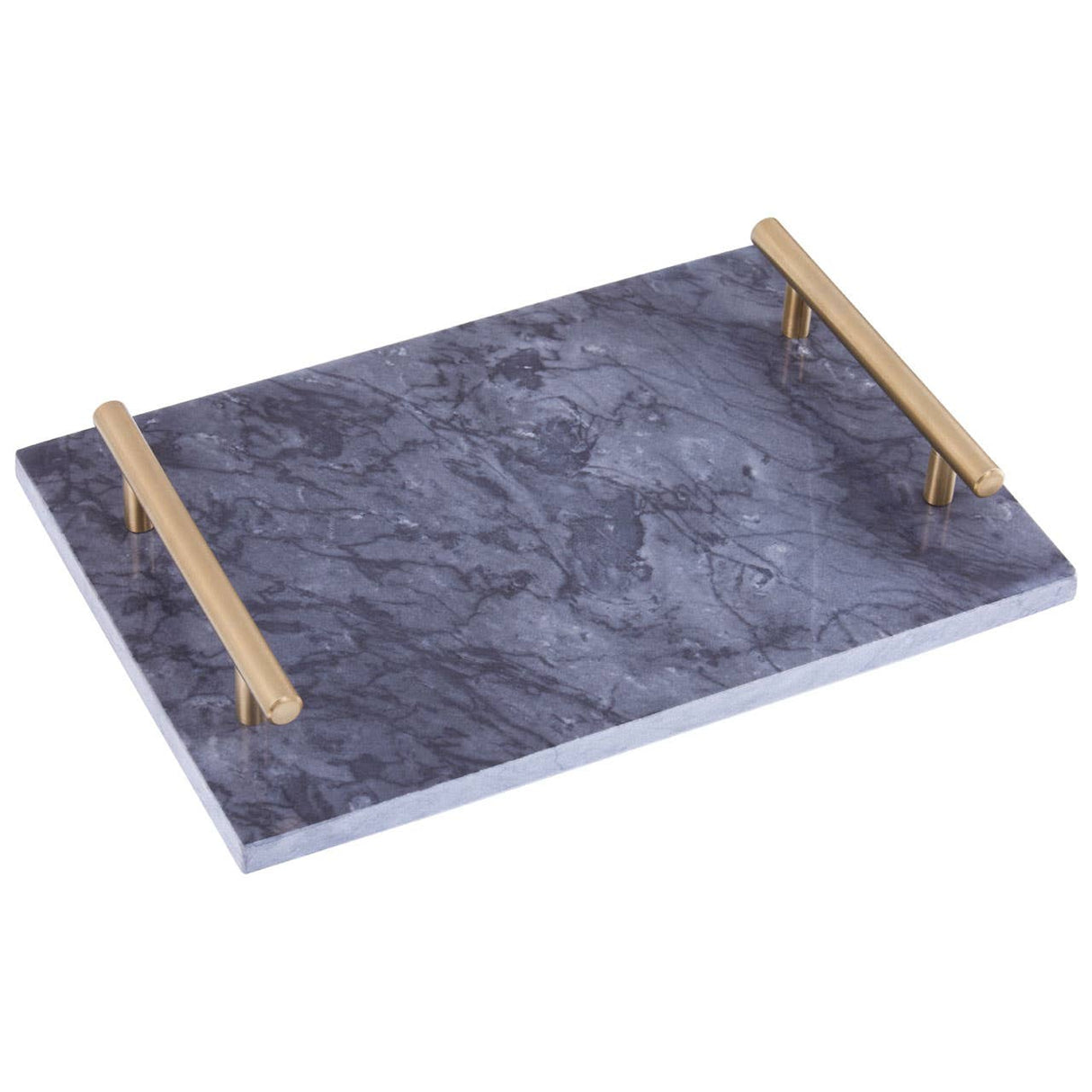 Black Marble Tray With Gold Effect Handles