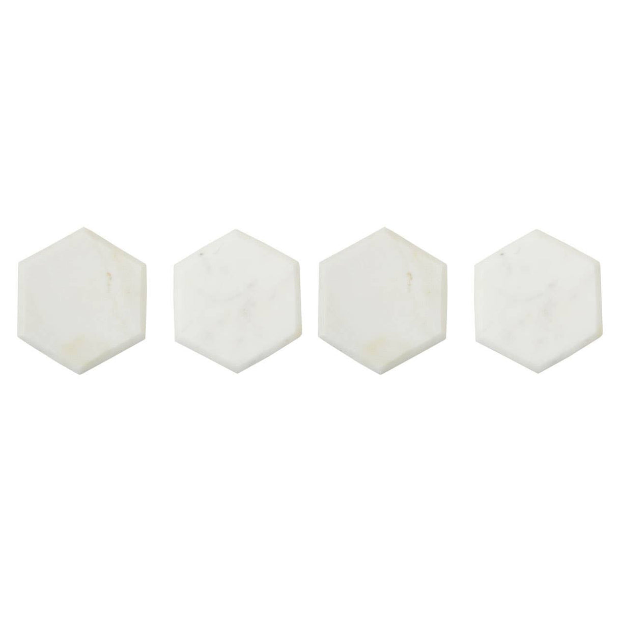 Set Of Four White Marble Hexagonal Coasters