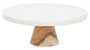 Round White Marble And Acacia Cake Stand