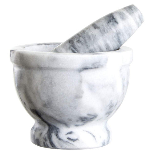 Grey Marble Mortar And Pestle With Rim