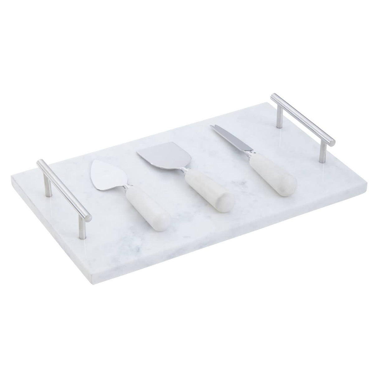 Marina White And Silver Cheese Knife Set