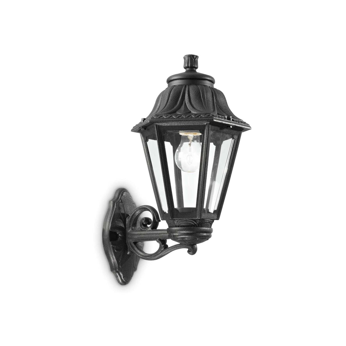 Anna Black Resin Classic Porch Hexagonal Wall Lantern