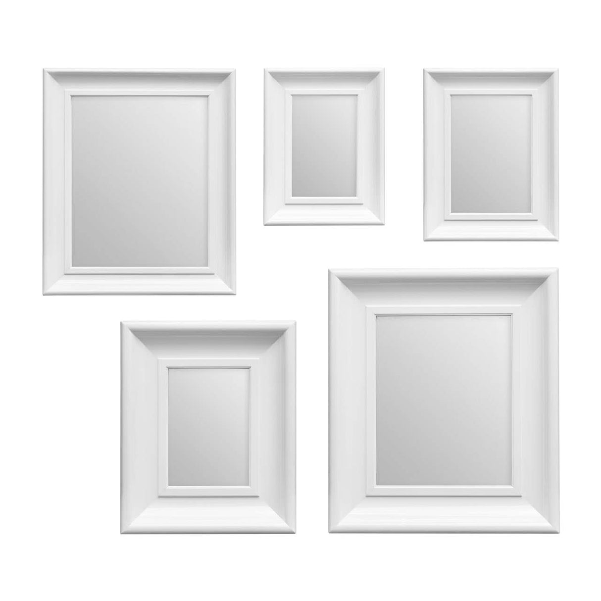White Frame 5Pc Mirror Set