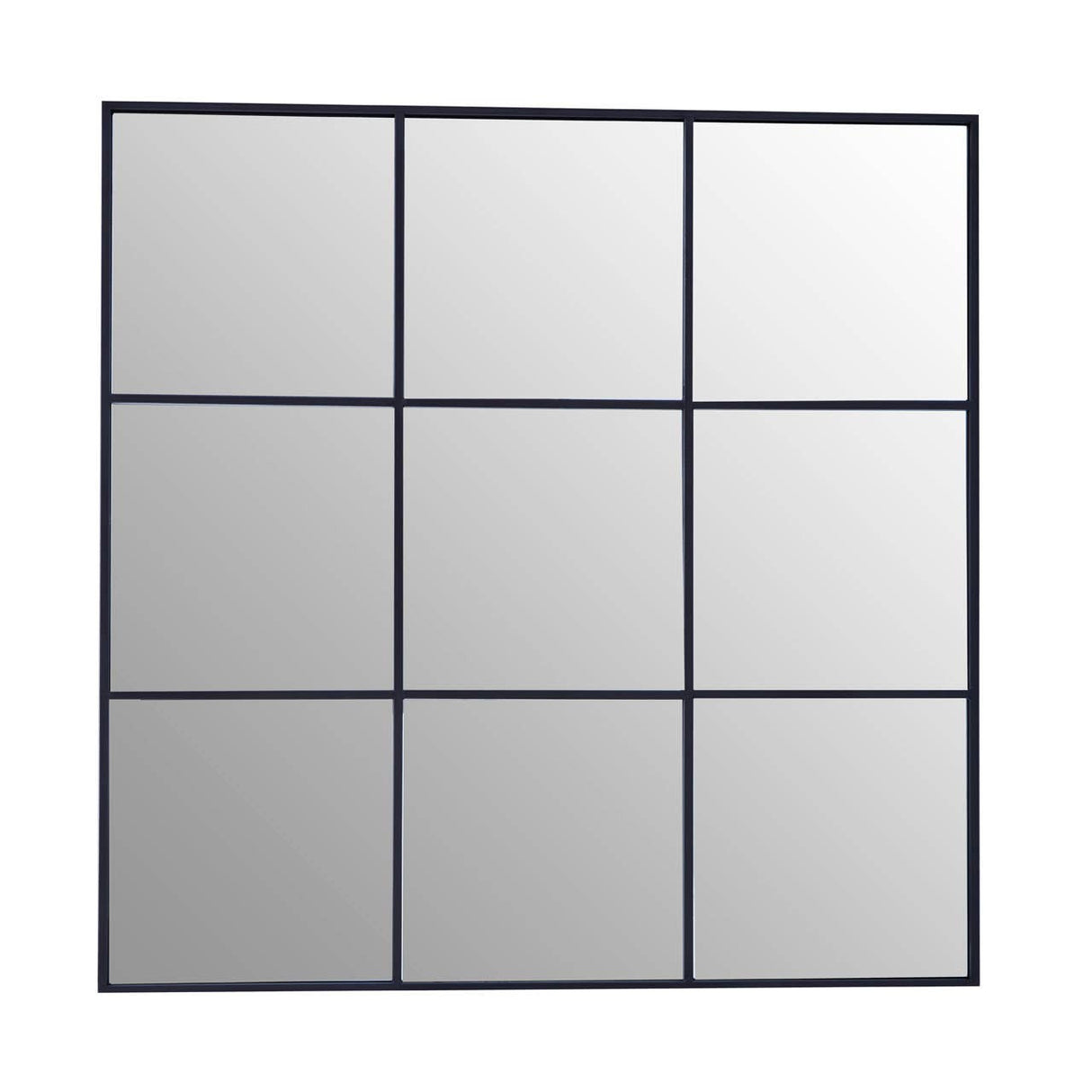 Oriel Grid Wall Mirror with Black Finish Frame